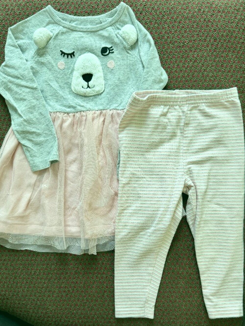 Carter’s Bear Dress & Leggings Outfit Size 24M